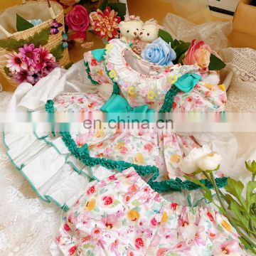 Summer Lolita Spanish Princess Dress Lace stitching print Girls Ball Gown Vintage Birthday Easter Party Dress For girl