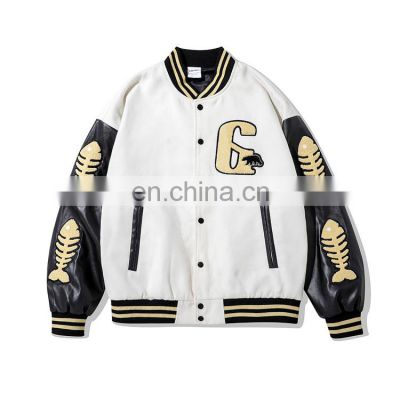high quality OEM chenille Embroidered men fashion wool bomber jacket coat