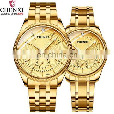 Chenxi 069A Minimalist Men Women Quartz Watches Stainless Steel Waterproof Date Luxury Wrist watches for Couples