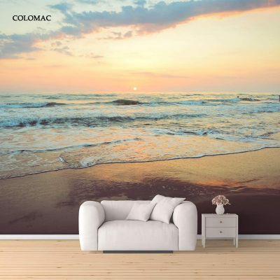 Custom 3D Photo Wallpaper Seascape Beach Sunrise Wall Covering Mural Roll For Living Room Bedroom Background Wallpaper