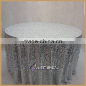 SQN64A Wholesale 132" Round Silver Sequin Table Cloth                        
                                                Quality Choice
