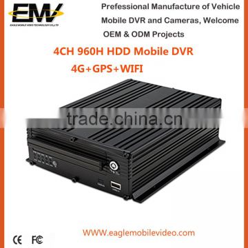 960H HDD 4-channel Car DVR With 4G WIFI GPS