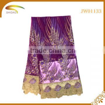 wholesale high quality latest italian decorative embroidery 3D patterned silk fabric market in african