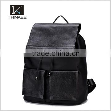 women leather backpack custom fashion design black oxford and calfskin leather backpacks