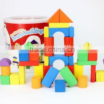 2016 New Product wooden kids building block toys with custom logo printed