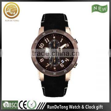 High grade genuine leather water resistant men watch