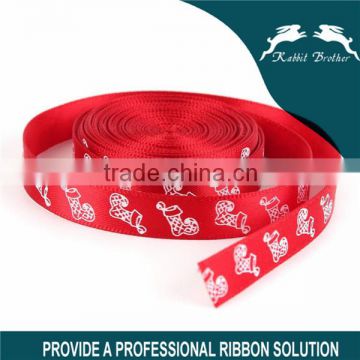 wholesale christmas ribbon white santa sock Red satin ribbon