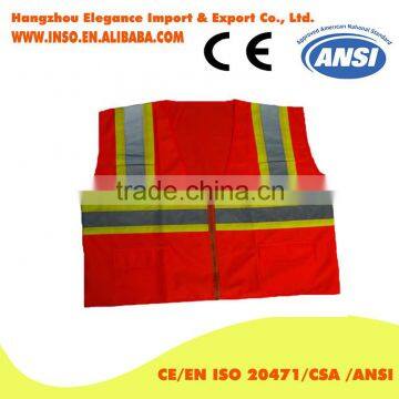 2016 New Style OEM Service Safety Reflective Vest Knitted Fabric Zipper Vest With Pocket