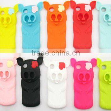 Loverly Soft 3D pirate pig silicone case for iphone 4/4s