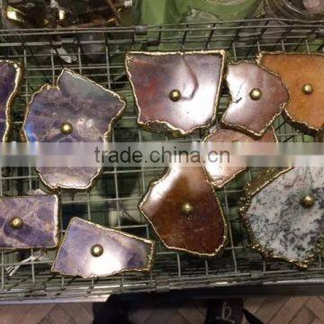 Agate slice fimbriated shake handshandle, agate craft