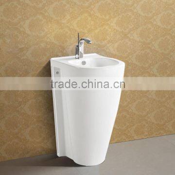 Floor Standing Pedestal Basin for Washroom with White Glazed