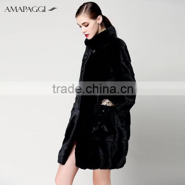 hot sale back mink fur long coat for women winter