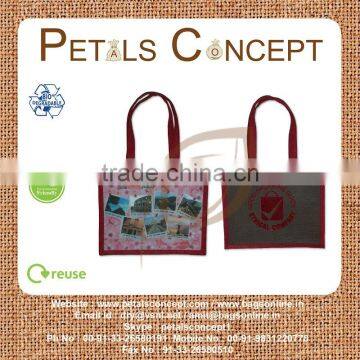 Good jute promotional/shopping bag with jute self handle