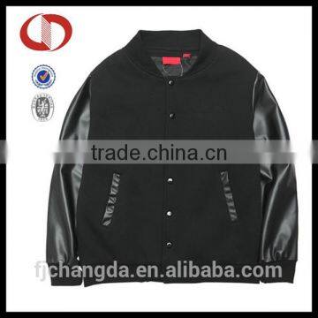 Plus size baseball jacket custom with leather sleeve