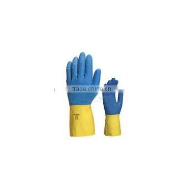 CE EN 388 Cirtefied Natural latex gloves Bi-coloured chemical resistant gloves