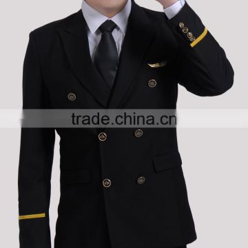 OEM Manufacture Black Pilot Suits Shirts Men Airline Coat Uniforms