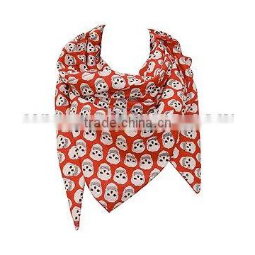 Wholesale Scary Skull Printed Scarf Viscose Cotton Scarves Stylish Scarf Halloween Skull Designs Scarves for Women