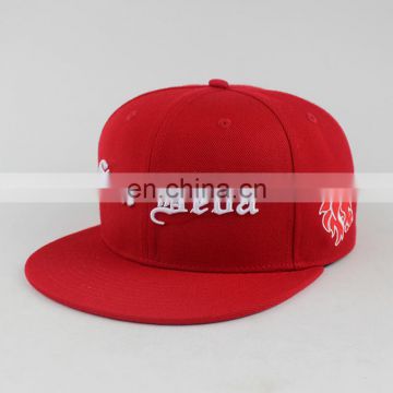 Wholesale Red Snapback Cap Custom Flat/2D/3D Embroidery 6 Panel Hat