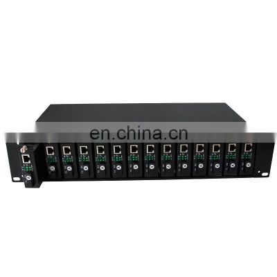 2U 14/16 slots double power supply media converter chassis rack mount