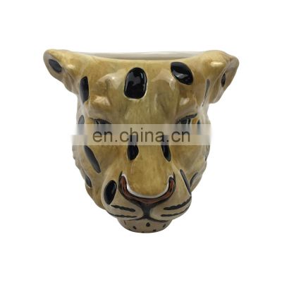 cheetah animal shaped ceramic vase