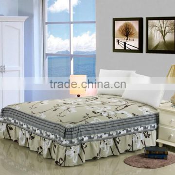 2015 high quality best sale home useful textile printing quilted bed skirt with elastic fitted style