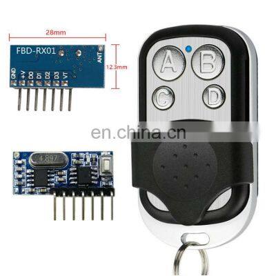 433 mhz metal 4 button wireless RF transceiver kit remote control with receiver