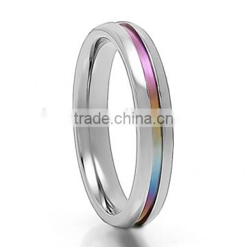 Fancy Couple Band Rainbow Anodized Titanium Ring