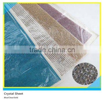 24*40 cm Blue Clear Gold Crystal Iron On Hotfix Rhinestone Glue Sheet SS6/SS8                        
                                                Quality Choice