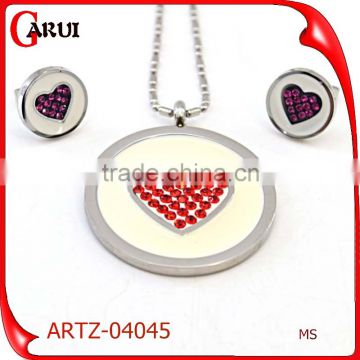 Stainless steel girlfriend heart pendant necklace earring red heart jewelry
