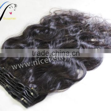 Hot selling clip in hair extension top quality 100% brazilian hair clip in hair