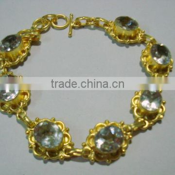 Crystal Quartz Gemstone Metal bracelets