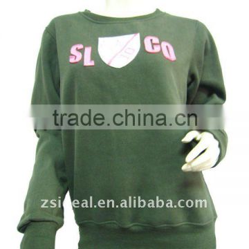 Ladies' knitted heavy polyester cotton long sleeve pullover sweatshirt