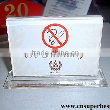acrylic no smoke warming sign with logo