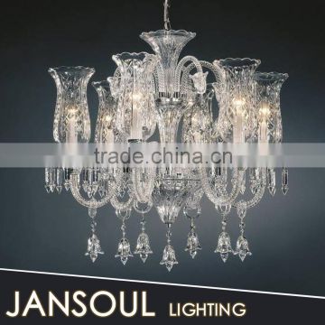 6 light clear glass arm chandelier