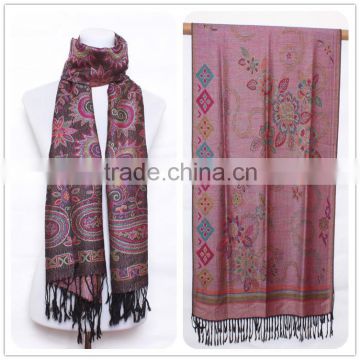 Flower Trendy Women Comfortable Design Scarf Women Scarf,100% Polyester Colored Stripes Square Tassel Scarf