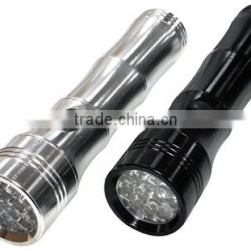 TE067 2015 Promotion super power Aluminum zoom in 11LED Flashlight with bamboo shape