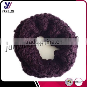 Soft feel knitted scarf 100% acrylic hand knit infinity scarf patterns collar loop scarf factory wholesale sales (accept custom)