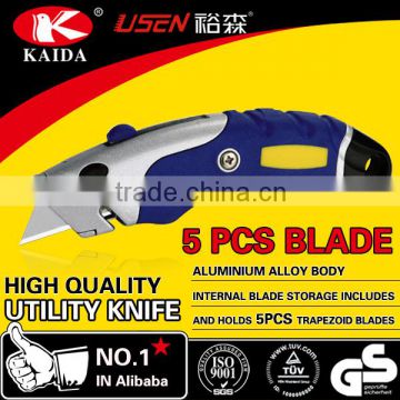 5 PCS Auto Loading Trapezoid blades Aluminium Alloy Utility Cutter