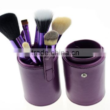 Purple color Cosmetic Makeup Brushes Set Make up Tool With Leather Cup Holder