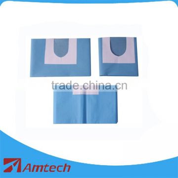 Top quality AMH-8105 Medical Surgical disposable drap/Disposal drap with adhesive U shape