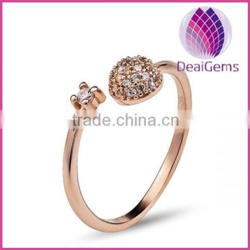 Korean style rose gold plated 925 sterling silver CZ ring