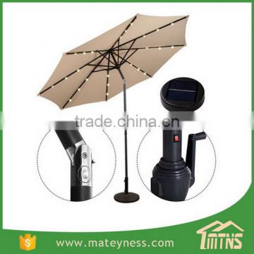 10FT LED Light Tilt Deck Waterproof Garden Market Umbrella Patio Solar Umbrella