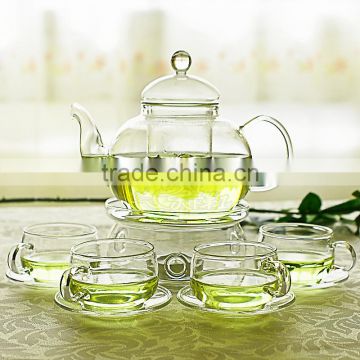 heat resistant borosilicate tea pot set/ drip tea pot