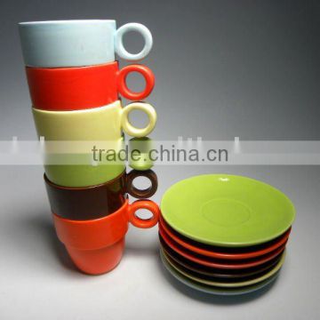 stacked cups and saucers