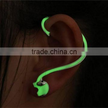 Elephant Fluorescent Metal Ear Wrap Luminous Cuff Earrings