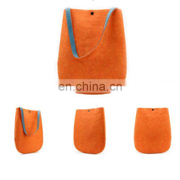 China supplier elegant design 100% wool felt tote bag for women can be customized with leather handle