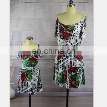 2019 SUMMER mother and daughter clothes summer leakage shoulder tropical rainforest printed dress (this link for WOMAN)