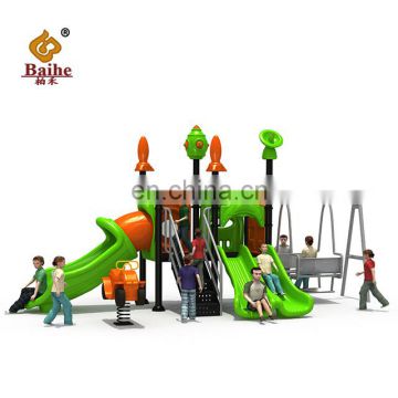 Kids outdoor plastic slide and swing set kindergarten cheap playground equipment amusement kids slide