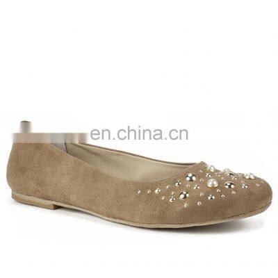 Ladies beautiful fancy flat cover back design pump with pearl decorated flats sandals shoes