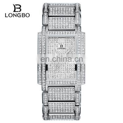 LONGBO 80674 Chinese Movt Quartz Watches For Ladies Fashion Water Proof Stainless Steel Diamond Wrist Watch